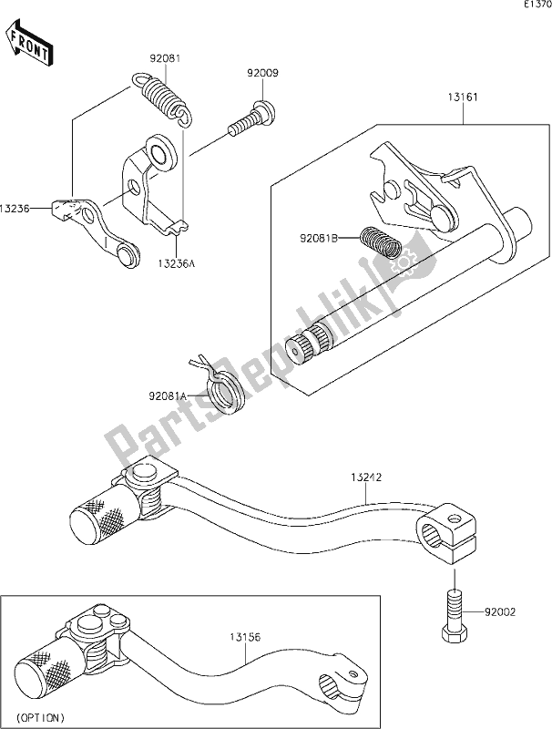 Alle onderdelen voor de 9 Gear Change Mechanism van de Kawasaki KX 65 2020