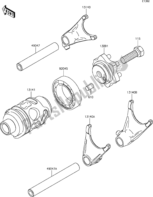 All parts for the B-10gear Change Drum/shift Fork(s) of the Kawasaki KX 85 2017