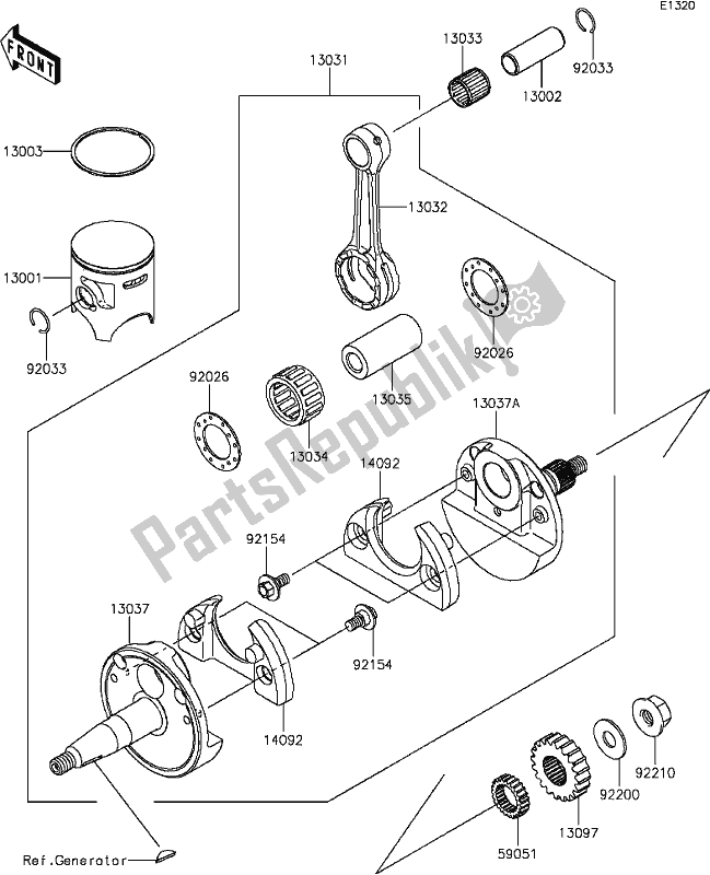 All parts for the B-6 Crankshaft/piston(s) of the Kawasaki KX 85 2017