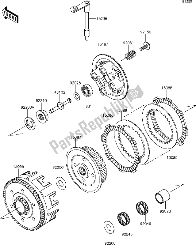 All parts for the B-8 Clutch of the Kawasaki KX 85 2017