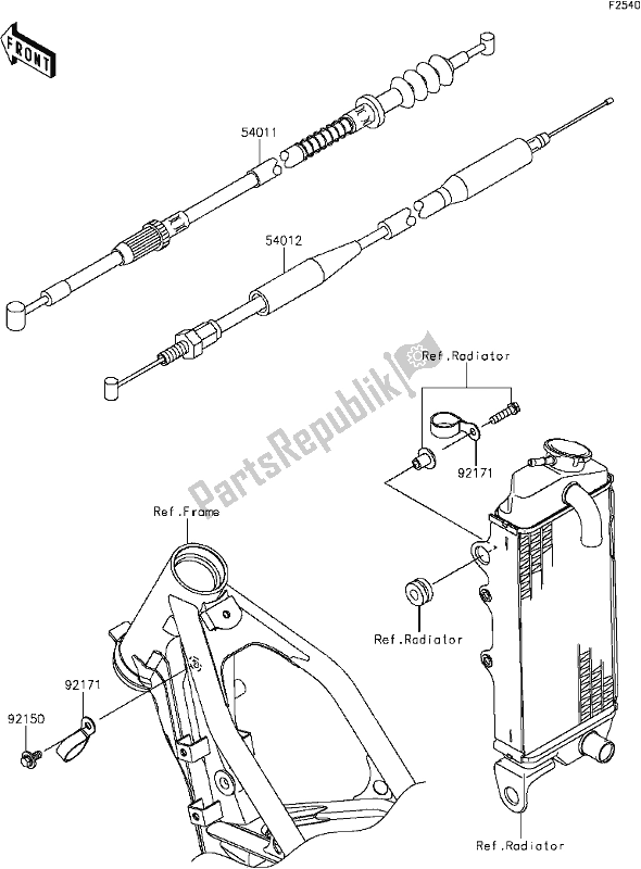 Tutte le parti per il E-12cables del Kawasaki KX 85 2017