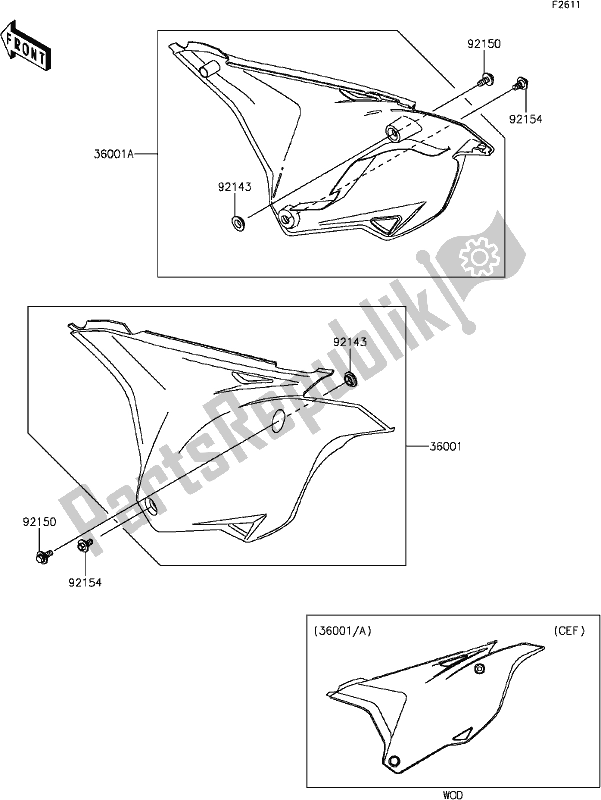 Alle onderdelen voor de E-13side Covers van de Kawasaki KX 85 2017