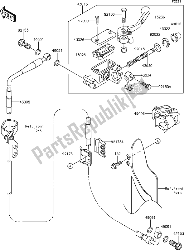 Tutte le parti per il E-3 Front Master Cylinder del Kawasaki KX 85 2017