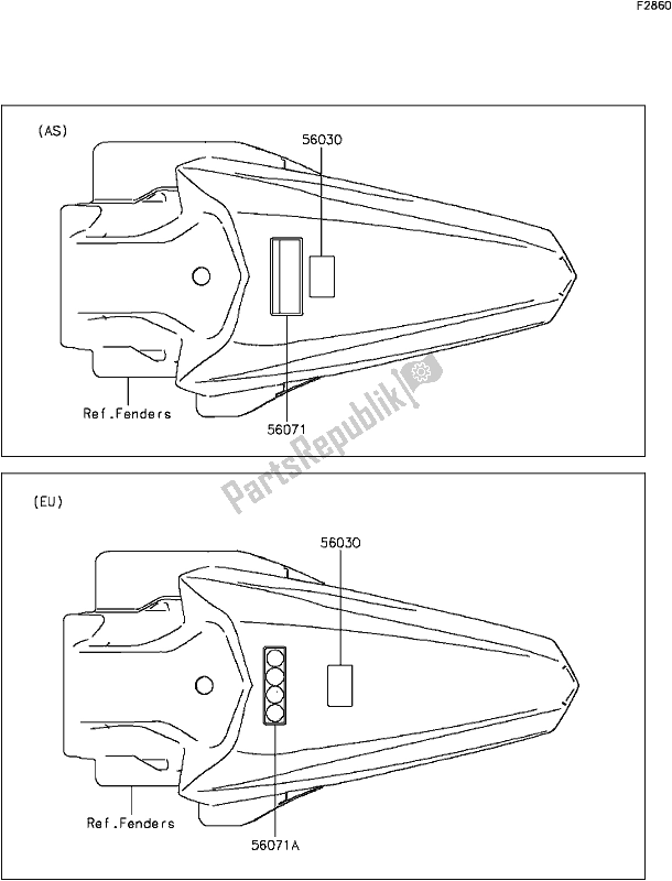 All parts for the F-3 Labels of the Kawasaki KX 85 2017