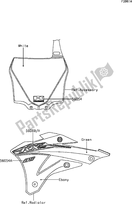 All parts for the F-5 Decals(cff) of the Kawasaki KX 85 2017