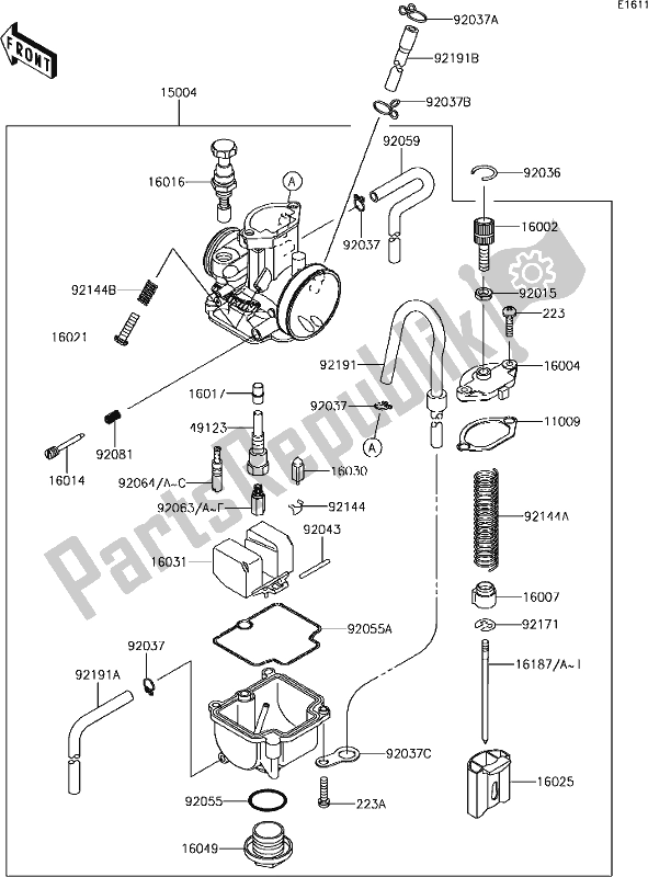 Alle onderdelen voor de 12-1carburetor van de Kawasaki KX 85 2019