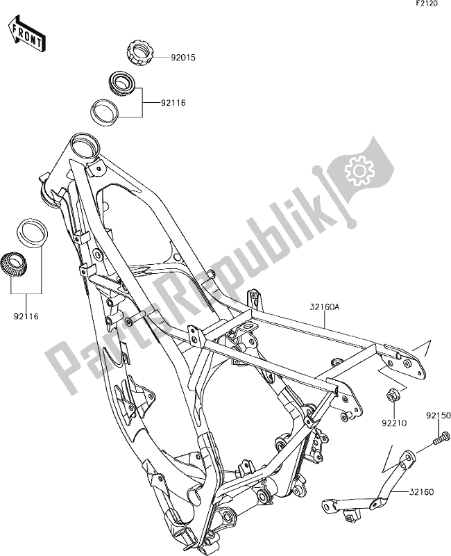 Alle onderdelen voor de 16 Frame van de Kawasaki KX 85 2019