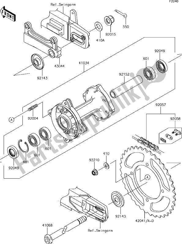 Tutte le parti per il 25 Rear Hub del Kawasaki KX 85 2019