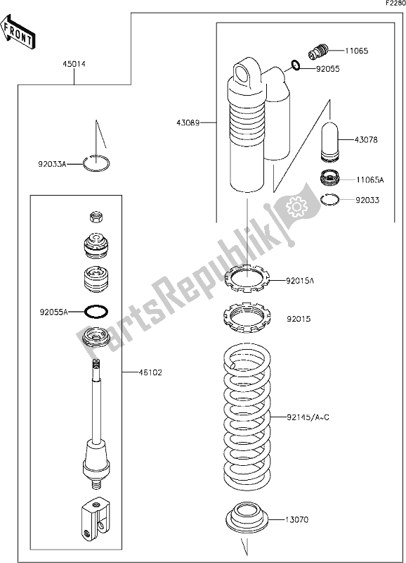 Todas as partes de 27 Shock Absorber(s) do Kawasaki KX 85 2019