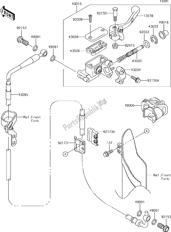 All parts for the 28 Front Master Cylinder of the Kawasaki KX 85 2019