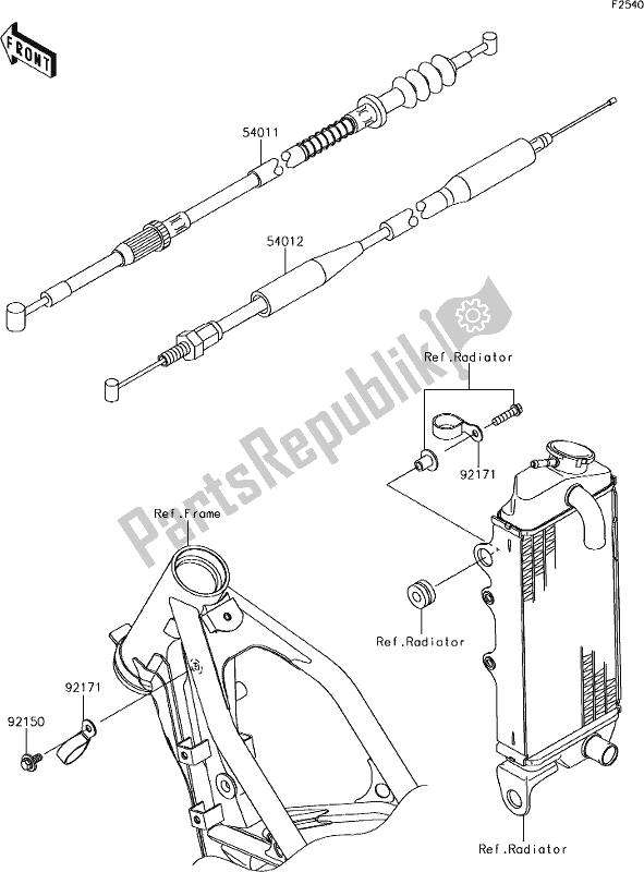 Tutte le parti per il 36 Cables del Kawasaki KX 85 2019