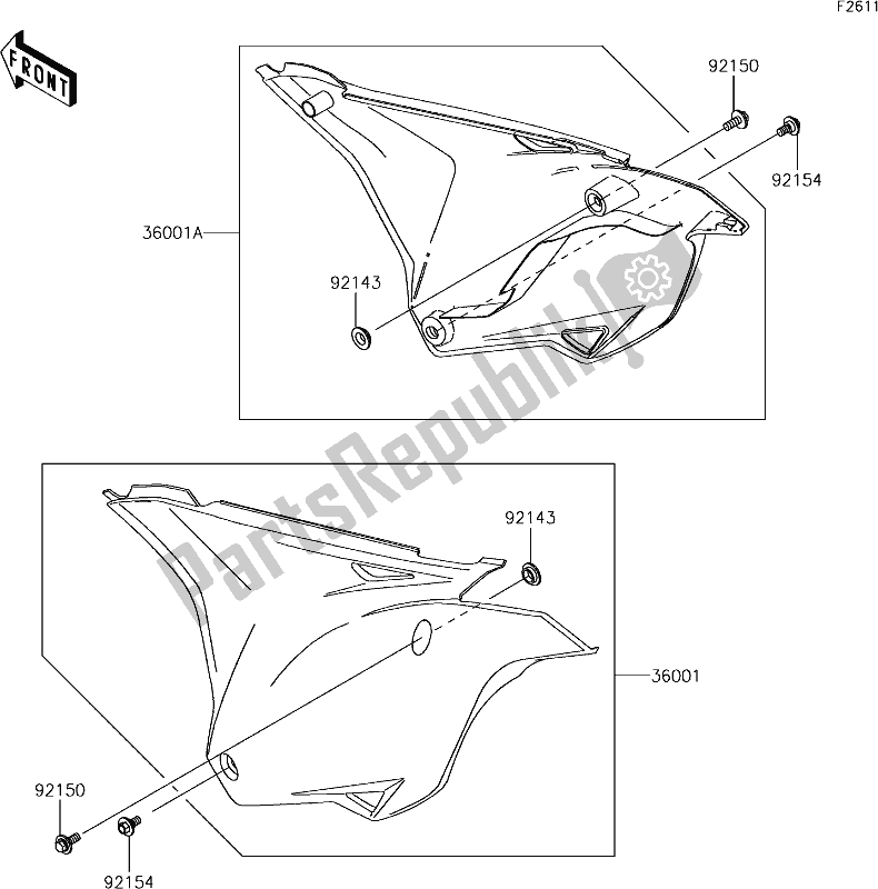 Tutte le parti per il 37 Side Covers del Kawasaki KX 85 2019