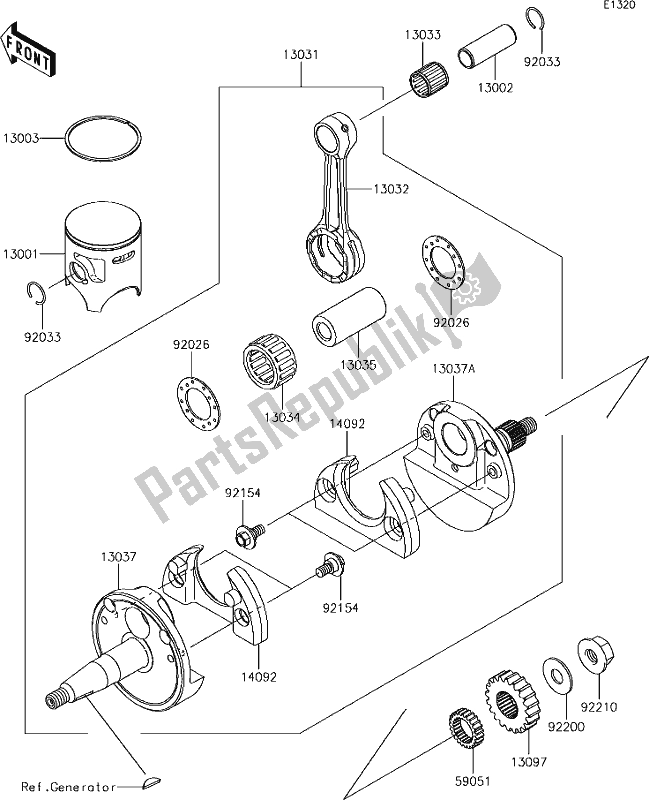 All parts for the 4 Crankshaft/piston(s) of the Kawasaki KX 85 2019