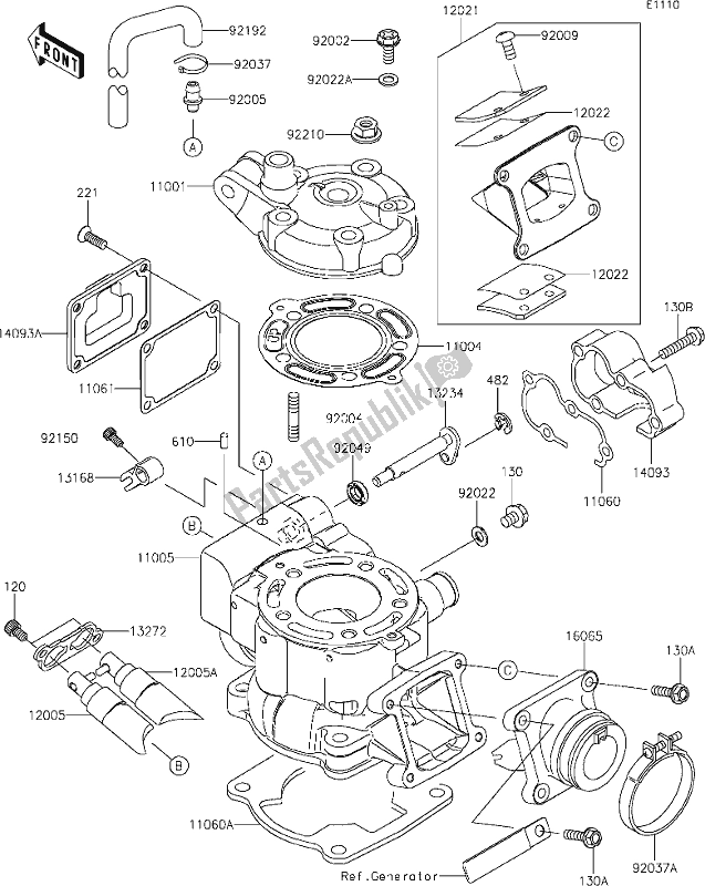 Todas las partes para 1 Cylinder Head/cylinder de Kawasaki KX 85 2020