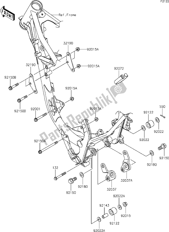 Alle onderdelen voor de 17 Engine Mount van de Kawasaki KX 85 2020