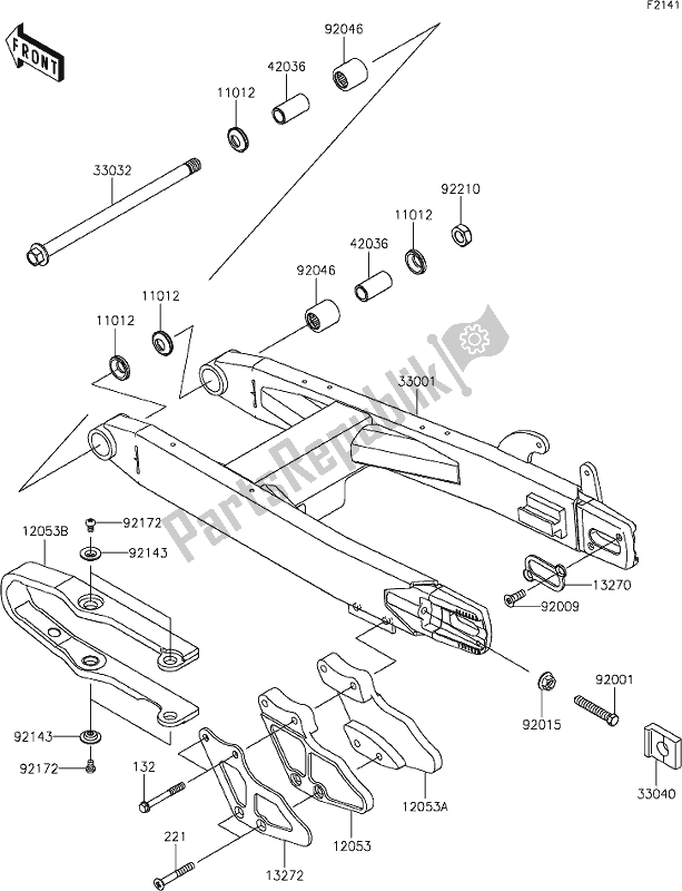 All parts for the 18 Swingarm of the Kawasaki KX 85 2020