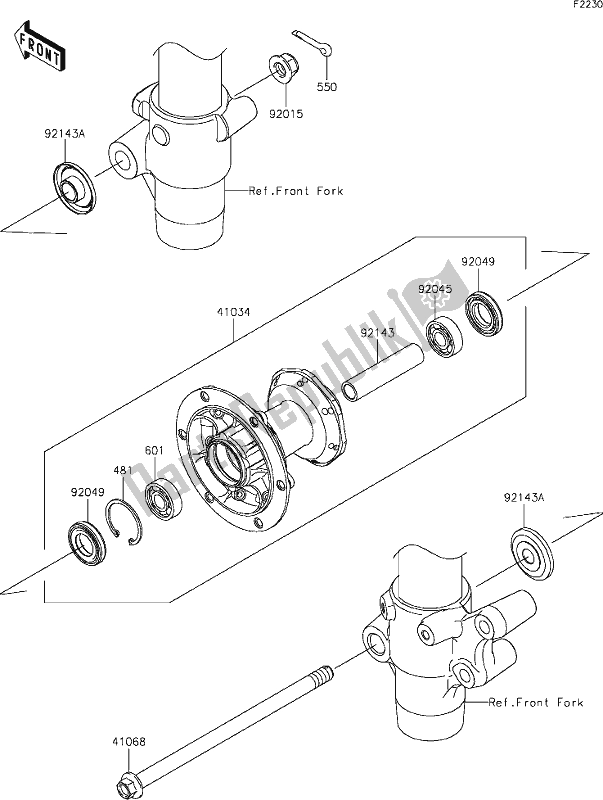 All parts for the 24 Front Hub of the Kawasaki KX 85 2020