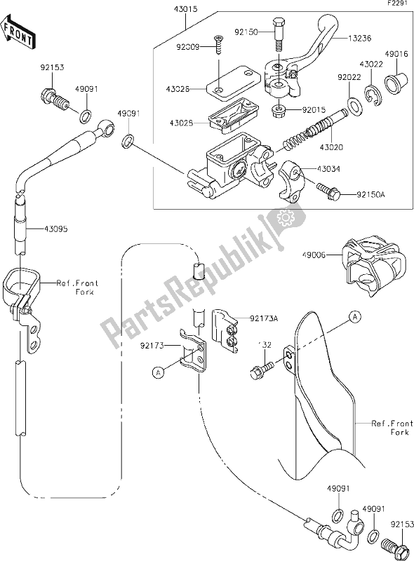 All parts for the 28 Front Master Cylinder of the Kawasaki KX 85 2020