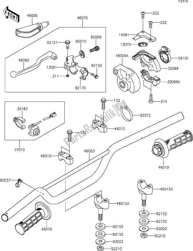 Alle onderdelen voor de 32 Handlebar van de Kawasaki KX 85 2020