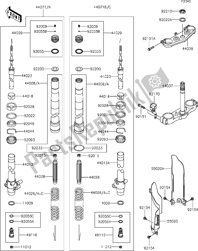 Toutes les pièces pour le 33-1front Fork du Kawasaki KX 85 2020