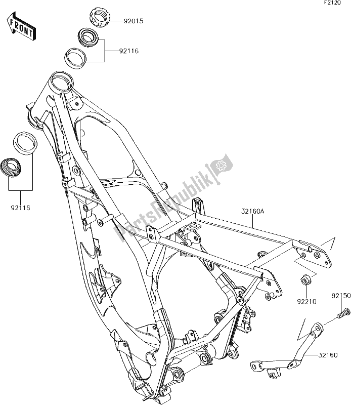 Tutte le parti per il 16 Frame del Kawasaki KX 85 BIG Wheel 2017