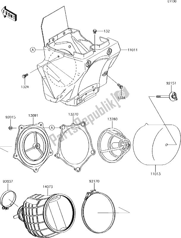 Alle onderdelen voor de 2 Air Cleaner van de Kawasaki KX 85 BIG Wheel 2017