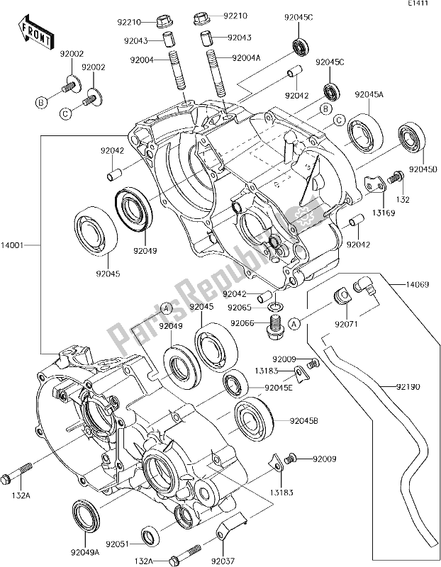 Todas las partes para 10 Crankcase de Kawasaki KX 85 BIG Wheel 2018