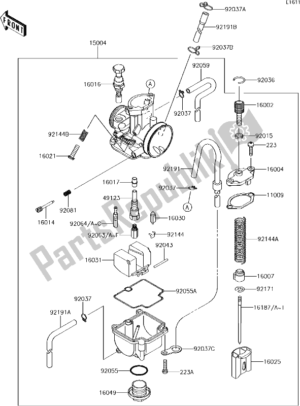 Alle onderdelen voor de 12 Carburetor van de Kawasaki KX 85 BIG Wheel 2018