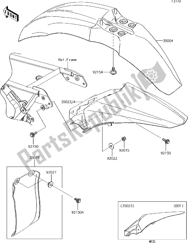 All parts for the 21 Fenders of the Kawasaki KX 85 BIG Wheel 2018