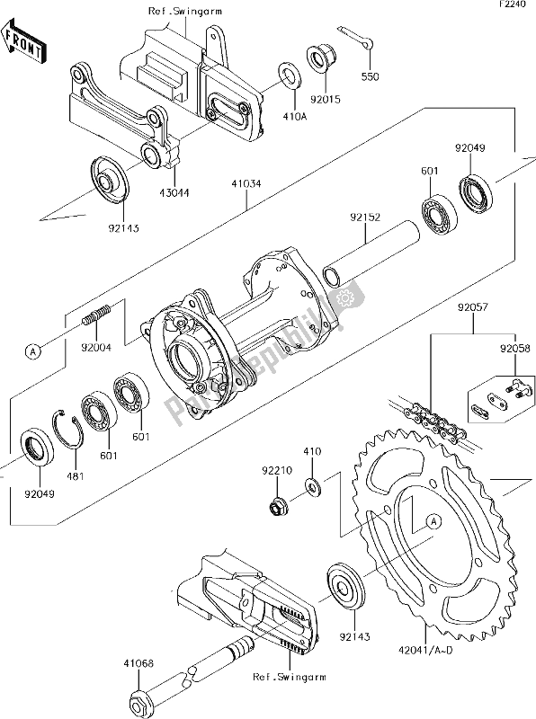 All parts for the 25 Rear Hub of the Kawasaki KX 85 BIG Wheel 2018