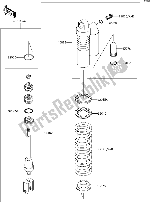 All parts for the 27 Shock Absorber(s) of the Kawasaki KX 85 BIG Wheel 2018