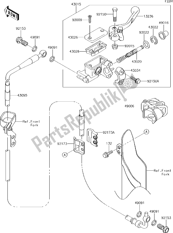 All parts for the 28 Front Master Cylinder of the Kawasaki KX 85 BIG Wheel 2018