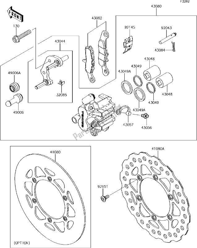 All parts for the 29 Front Brake of the Kawasaki KX 85 BIG Wheel 2018