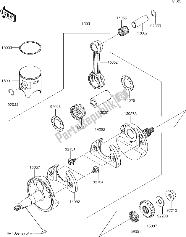 Alle onderdelen voor de 4 Crankshaft/piston(s) van de Kawasaki KX 85 BIG Wheel 2018