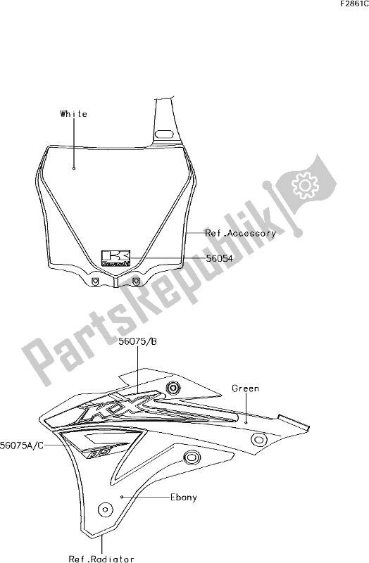 All parts for the 43 Decals(dhf) of the Kawasaki KX 85 BIG Wheel 2018