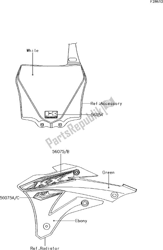 Alle onderdelen voor de 44 Decals(djf) van de Kawasaki KX 85 BIG Wheel 2018