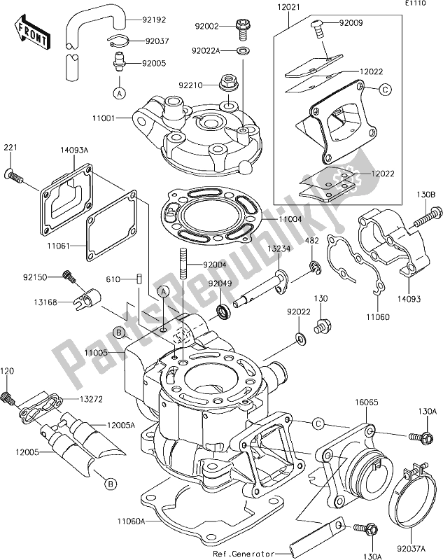 Wszystkie części do 1 Cylinder Head/cylinder Kawasaki KX 85-II 2019