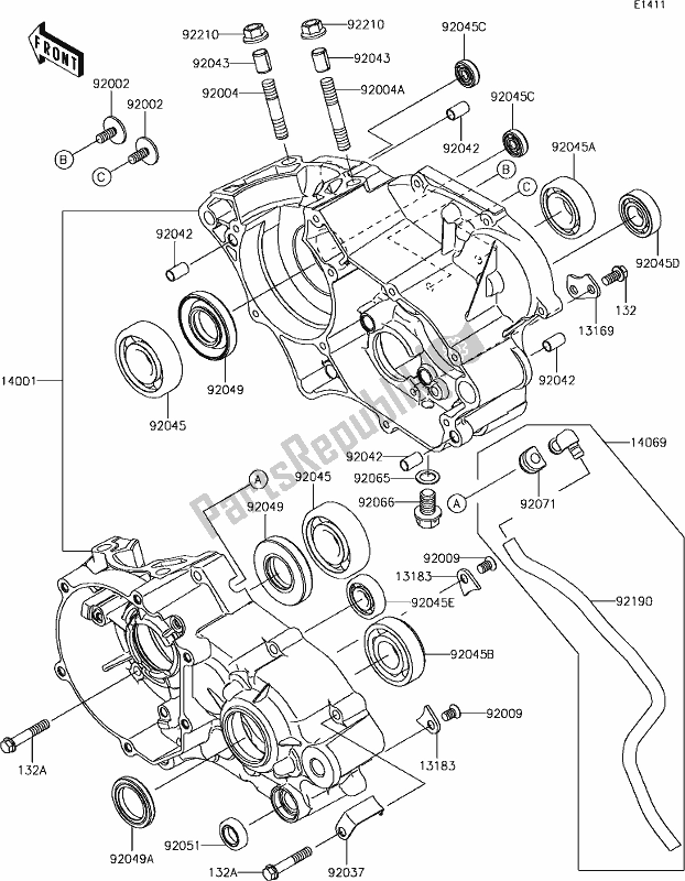 Alle onderdelen voor de 10 Crankcase van de Kawasaki KX 85-II 2019