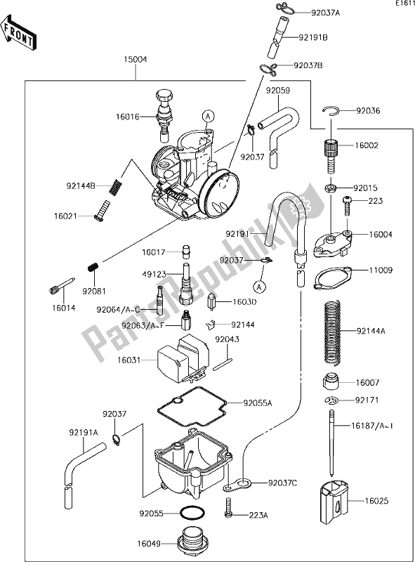 All parts for the 12-1carburetor of the Kawasaki KX 85-II 2019