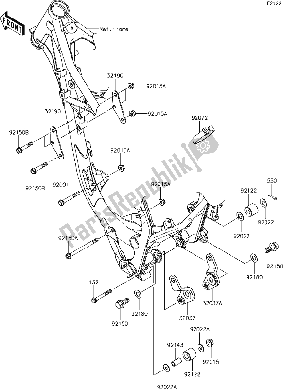 Alle onderdelen voor de 17 Engine Mount van de Kawasaki KX 85-II 2019