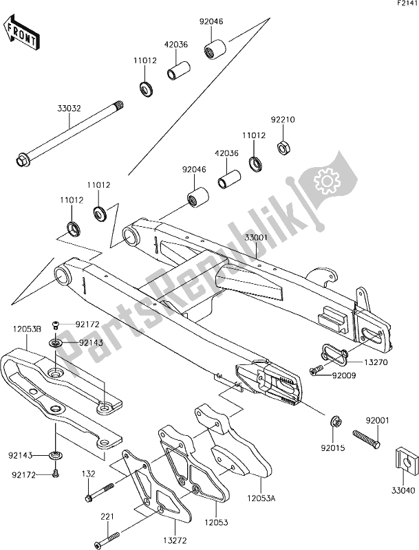 Alle onderdelen voor de 18 Swingarm van de Kawasaki KX 85-II 2019