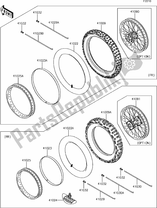 Alle onderdelen voor de 23 Tires van de Kawasaki KX 85-II 2019