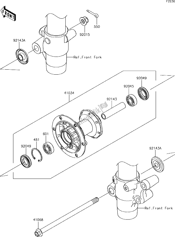 Alle onderdelen voor de 24 Front Hub van de Kawasaki KX 85-II 2019