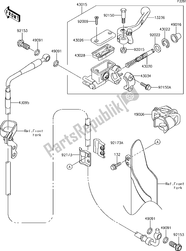 Alle onderdelen voor de 28 Front Master Cylinder van de Kawasaki KX 85-II 2019