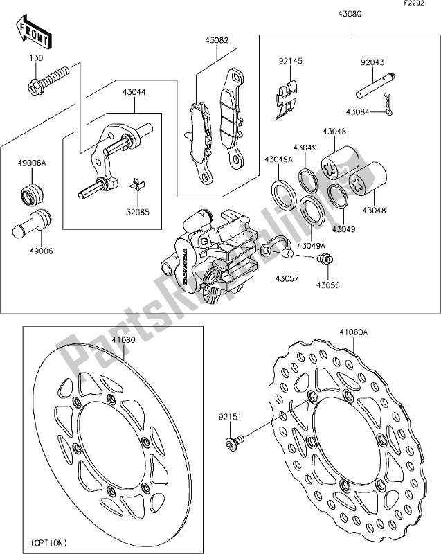 Alle onderdelen voor de 29 Front Brake van de Kawasaki KX 85-II 2019