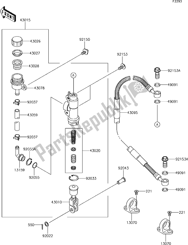 Alle onderdelen voor de 30 Rear Master Cylinder van de Kawasaki KX 85-II 2019