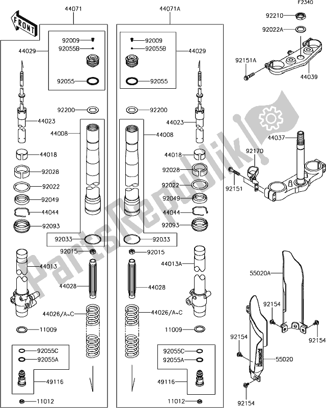Alle onderdelen voor de 33 Front Fork van de Kawasaki KX 85-II 2019