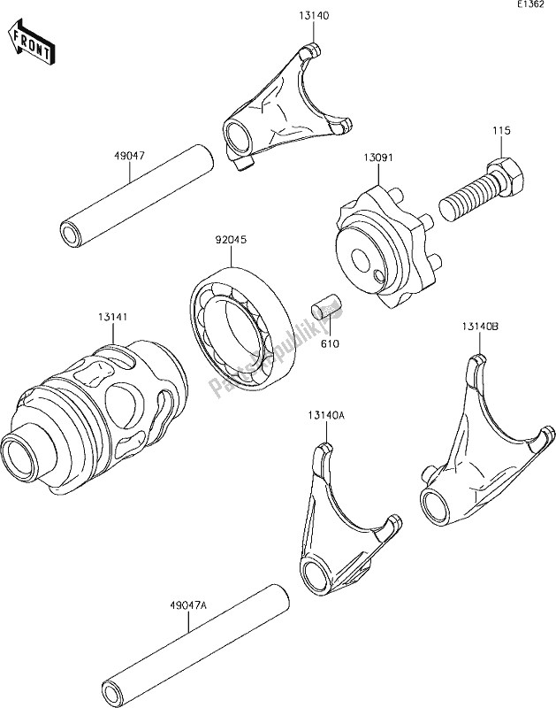 Tutte le parti per il 8 Gear Change Drum/shift Fork(s) del Kawasaki KX 85-II 2019