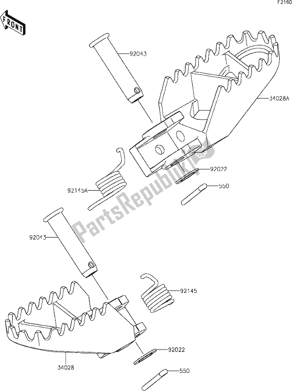 All parts for the 20 Footrests of the Kawasaki KX 85-II 2020