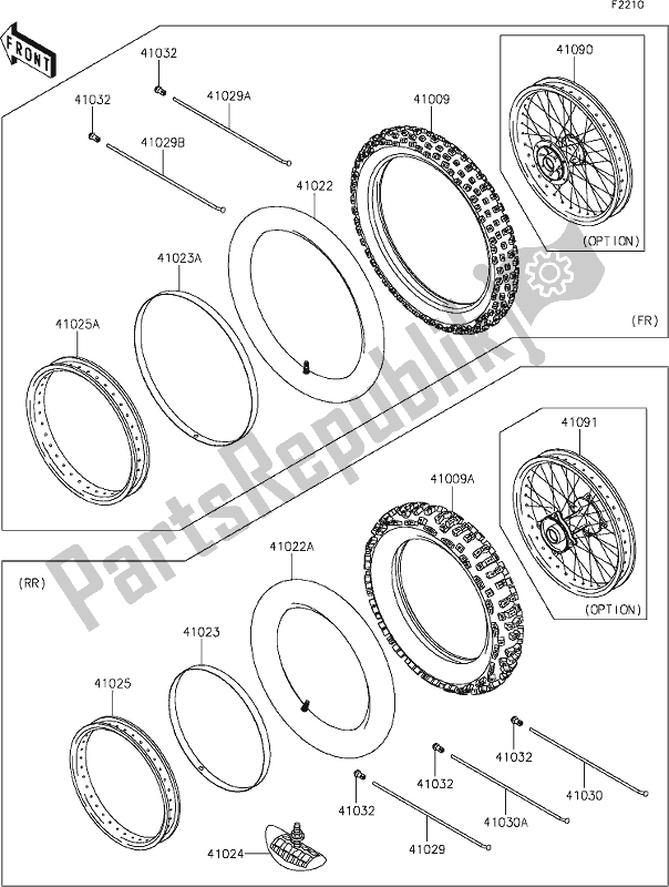 Tutte le parti per il 23 Tires del Kawasaki KX 85-II 2020